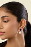 Buy_Isharya_Blue Crystals, Pearls, Stones Perla Sapphire Studs _at_Aza_Fashions