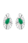 Shop Isharya Green Crystals, Gemstones Triad Statement Studs at Aza Fashions Shop_Isharya_Green Crystals, Gemstones Triad Statement Studs _at_Aza_Fashions