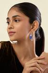 Buy_Isharya_Silver Plated Crystals, Stones Aureline Sapphire Hoops _at_Aza_Fashions