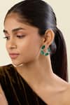 Buy_Isharya_Green Crystals, Stones Forme Embellished Earrings _at_Aza_Fashions