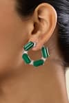 Shop_Isharya_Green Crystals, Stones Forme Embellished Earrings _Online_at_Aza_Fashions