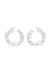 Shop Isharya Silver Plated Crystals, Stones Opaline Embellished Hoops at Aza Fashions Shop_Isharya_Silver Plated Crystals, Stones Opaline Embellished Hoops _at_Aza_Fashions