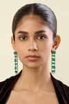 Buy_Isharya_Green Crystals, Gemstones Lustra Emerald Hoops _at_Aza_Fashions
