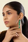 Buy_Isharya_Green Gemstones, Crystals Metropole Emerald Danglers _at_Aza_Fashions