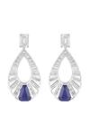 Shop_Isharya_White Crystals, Stones Marquise Sapphire Danglers _at_Aza_Fashions