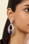 Shop_Isharya_White Crystals, Stones Marquise Sapphire Danglers _Online_at_Aza_Fashions