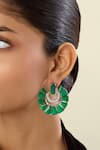 Shop_Isharya_Green Crystals, Gemstones Studio Emerald Danglers _Online_at_Aza_Fashions