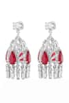 Isharya_Red Crystals, Stones Libre Statement Danglers _Online_at_Aza_Fashions