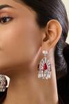 Shop_Isharya_Red Crystals, Stones Libre Statement Danglers _Online_at_Aza_Fashions