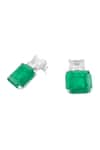 Isharya_Green Crystals, Stones Manhattan Emerald Studs _Online_at_Aza_Fashions