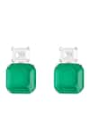 Shop_Isharya_Green Crystals, Stones Manhattan Emerald Studs _at_Aza_Fashions