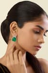 Buy_Isharya_Green Crystals, Stones Manhattan Emerald Studs _at_Aza_Fashions