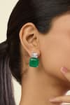 Shop_Isharya_Green Crystals, Stones Manhattan Emerald Studs _Online_at_Aza_Fashions
