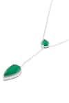 Isharya_Silver Plated Lillian Emerald Y Necklace _Online_at_Aza_Fashions