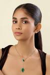 Buy_Isharya_Silver Plated Lillian Emerald Y Necklace _at_Aza_Fashions