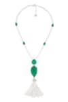 Shop_Isharya_Green Esme Emerald Tassel Pendant Necklace _at_Aza_Fashions