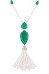 Isharya_Green Esme Emerald Tassel Pendant Necklace _Online_at_Aza_Fashions