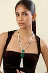 Buy_Isharya_Green Esme Emerald Tassel Pendant Necklace _at_Aza_Fashions