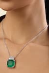 Shop Isharya Green Glamore Crystal Embellished Pendant Necklace Online at Aza Fashions Shop_Isharya_Green Glamore Crystal Embellished Pendant Necklace _Online_at_Aza_Fashions