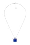 Shop_Isharya_Silver Plated Aristo Embellished Pendant Necklace _at_Aza_Fashions