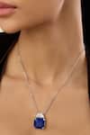 Shop_Isharya_Silver Plated Aristo Embellished Pendant Necklace _Online_at_Aza_Fashions