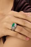 Shop_Isharya_Silver Plated Crystals, Gemstones Leda Embellished Ring _Online_at_Aza_Fashions