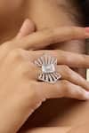 Shop_Isharya_Silver Plated Crystals Monroe Stone Embellished Ring _Online_at_Aza_Fashions