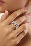 Shop_Isharya_Silver Plated Crystals, Stones Lyra Statement Ring _Online_at_Aza_Fashions