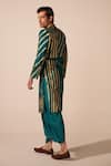 Shop_Jyoti Sachdev Iyer_Green Chanderi, Modal Foil Printing Metallic Sherwani Set _at_Aza_Fashions