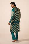 Shop_Jyoti Sachdev Iyer_Green Chanderi Foil Printing, Embroidery Striped Sherwani Pant Set _at_Aza_Fashions