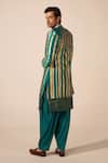 Shop_Jyoti Sachdev Iyer_Teal Chanderi Foil Printing Printed Jacket Kurta Set _at_Aza_Fashions