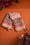 Buy_Karaj Jaipur_Pink Chanderi Tassels Floral Placement Print Dupatta _at_Aza_Fashions