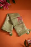 Buy_Karaj Jaipur_Green Chanderi Tassels Flower Print Dupatta _at_Aza_Fashions