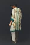 Shop_Basil Leaf_Beige Chiffon, Shantoon, Linen, Silk Round Neck Floral Print Kurta Set _at_Aza_Fashions