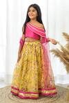 Fairies Forever_Pink Silk, Organza Mirrors, Beads, Foil Printing, Gota Patti Printed Lehenga Set _Online_at_Aza_Fashions