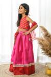 Fairies Forever_Red Silk, Net Embroidery, Metallic Thread, Gota Patti, Piping, Lehenga Set _Online_at_Aza_Fashions