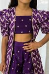 Buy_Fairies Forever_Purple Silk, Chinon Piping, Embroidery Printed Jacket Sharara Set _Online_at_Aza_Fashions