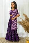 Shop_Fairies Forever_Purple Silk, Chinon Piping, Embroidery Printed Jacket Sharara Set _Online_at_Aza_Fashions