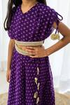 Fairies Forever_Purple Georgette Tassels Bandhej Print Lehenga And Blouse Set _Online_at_Aza_Fashions