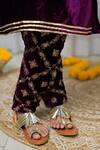 Fairies Forever_Purple Velvet Embroidery, Zari, Metallic Thread Kurta And Pant Set _Online_at_Aza_Fashions