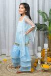 Buy_Fairies Forever_Blue Satin Beads, Tassels, Piping, Sequins Embroidered Kurta Sharara Set _Online_at_Aza_Fashions