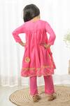 Shop_Fairies Forever_Pink Cotton Gota Patti, Embroidery Work Flared Kurta Set _at_Aza_Fashions