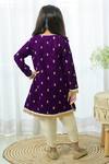 Shop_Fairies Forever_Purple Velvet Embroidery, Sequins Embellished Kurta With Dhoti Pant _at_Aza_Fashions