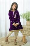 Buy_Fairies Forever_Purple Velvet Embroidery, Sequins Embellished Kurta With Dhoti Pant _at_Aza_Fashions