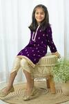 Fairies Forever_Purple Velvet Embroidery, Sequins Embellished Kurta With Dhoti Pant _at_Aza_Fashions