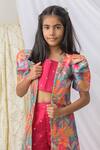 Fairies Forever_Pink Silk Embroidery, Gota Patti, Zari Printed Jacket Sharara Set _Online_at_Aza_Fashions