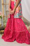 Buy_Fairies Forever_Pink Silk Embroidery, Gota Patti, Zari Printed Jacket Sharara Set _Online_at_Aza_Fashions