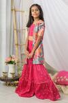 Shop_Fairies Forever_Pink Silk Embroidery, Gota Patti, Zari Printed Jacket Sharara Set _Online_at_Aza_Fashions