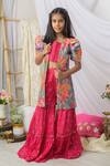 Fairies Forever_Pink Silk Embroidery, Gota Patti, Zari Printed Jacket Sharara Set _at_Aza_Fashions