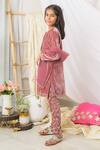 Buy_Fairies Forever_Pink Velvet Embroidery, Zari, Sequins Kurta Pant Set _Online_at_Aza_Fashions